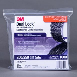 Genuine 3M Dual Lock SJ3550 Type 250 VHB Black Re-Closable Fastener, 1 x  12